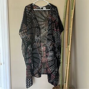 Patrons of Peace Black and Pink Sheer Cardigan